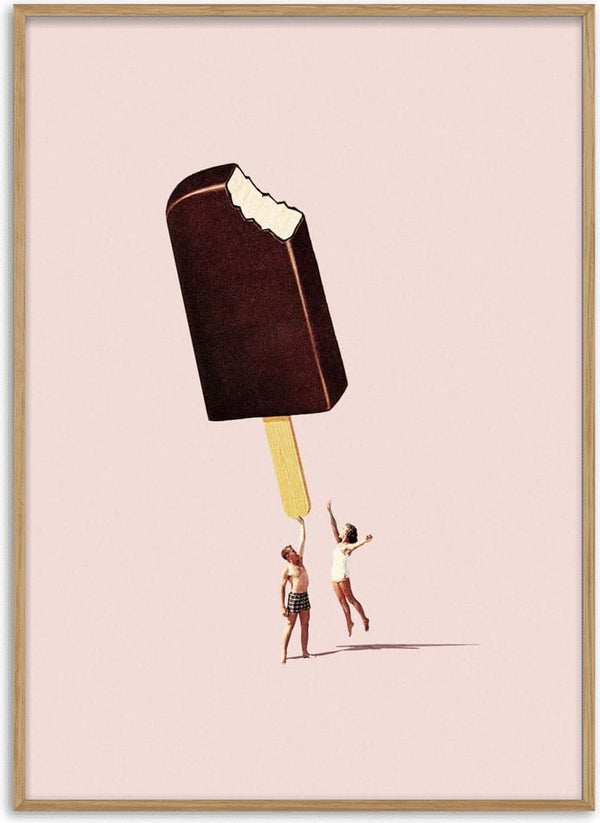 Two people reach for a giant bitten ice cream bar on the product page for "You treat me well" by Maarten Léon.