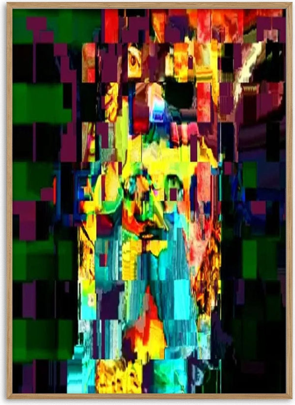 Zeus by Carlos Enrique Gozalo Ara - a figure dissolving into displaced bands of green, yellow and magenta